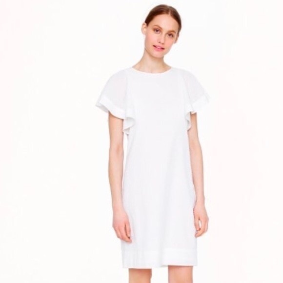 white flutter sleeve dress
